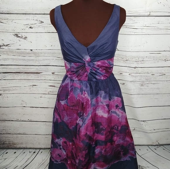 Neiman Marcus Lela Rose Purple Watercolor Dress - Picture 3 of 10